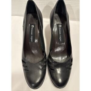 Etienne Aigner Ville 2.75” Heels Laser Cut Black Leather size 7.5m